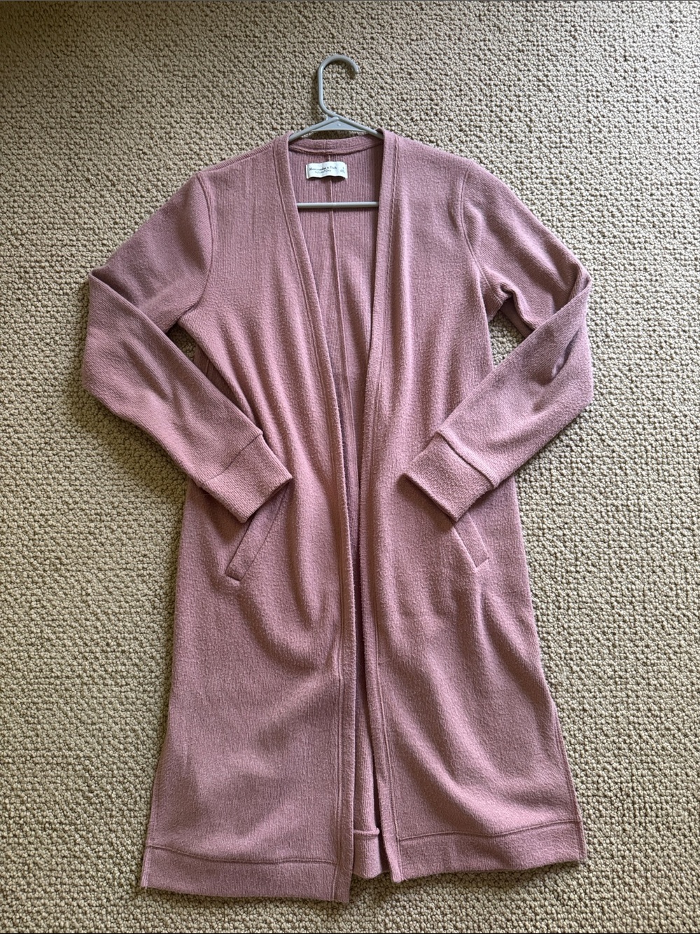 Abercrombie & Fitch Dusty Rose Open-Front Long Cardigan